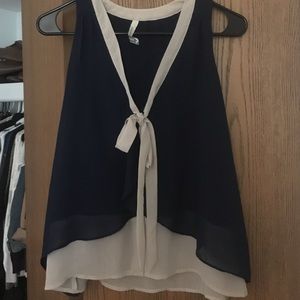 Navy and nude tank