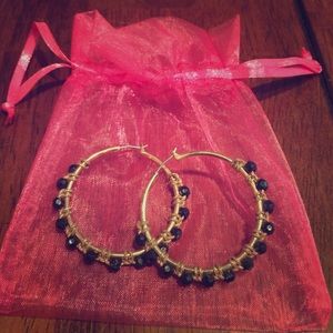 Black and gold earrings.