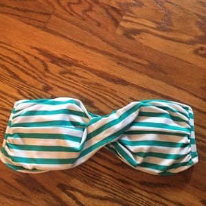 Mossimo green and white bandeau bikini top