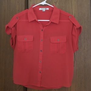 Coral blouse short sleeve