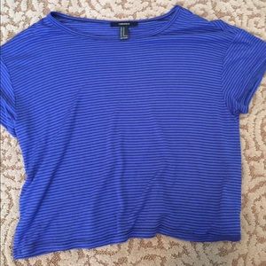 Cobalt blue shirt with black thin stripes