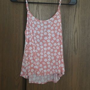 Coral tank with floral patter and back cutout
