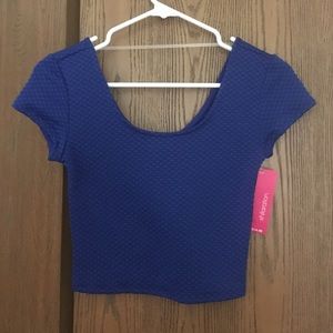 Blue crop top.