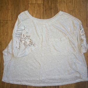 Gray Hollister Crop Top with Embellished Shoulders