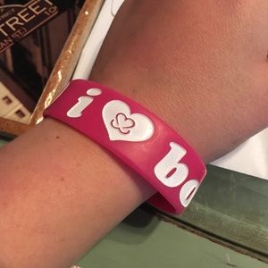 Pink I love boobies bracelet  1/2" thick