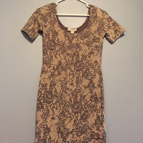 Gray lace print dress