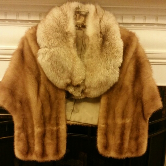 Vintage 50's Genuine Mink Stole Cape with Collar