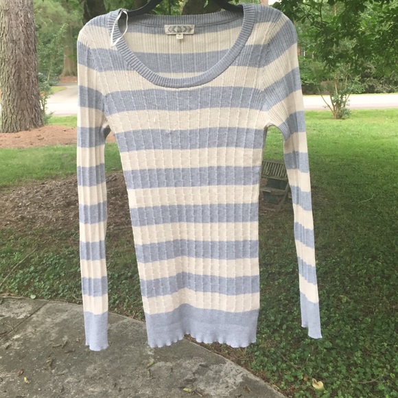 Striped Stretchy Ribbed Sweater