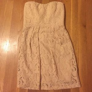 Strapless cream lace dress