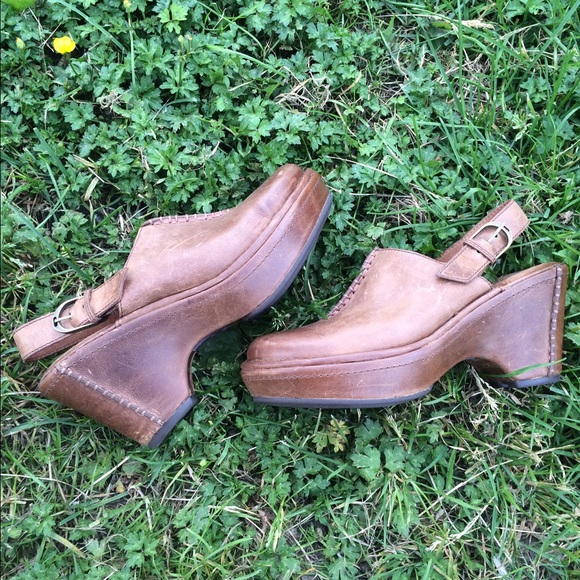 ARIAT sling backs heel shoes size 8 brown leather