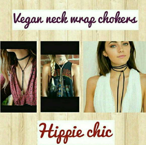 VEGAN SUEDE NECK WRAP CHOKER WITH HEALING STONES - Picture 4 of 4