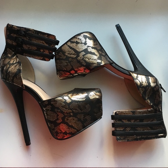 High Snake Skin Print Heels