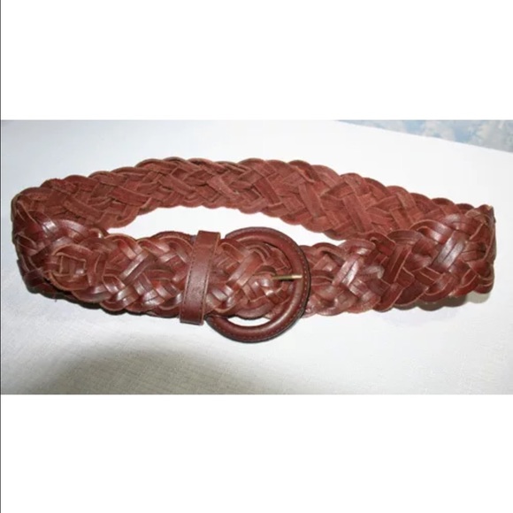 ABERCROMBIE AND FITCH BROWN LEATHER BRAIDED BELT
