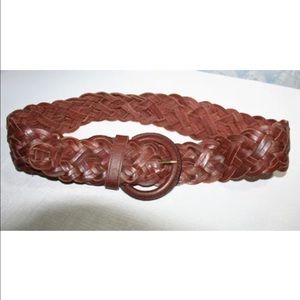 ABERCROMBIE AND FITCH BROWN LEATHER BRAIDED BELT