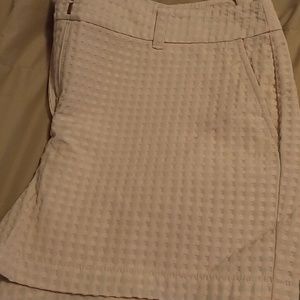 Loft tan and pink small polka dotted shorts