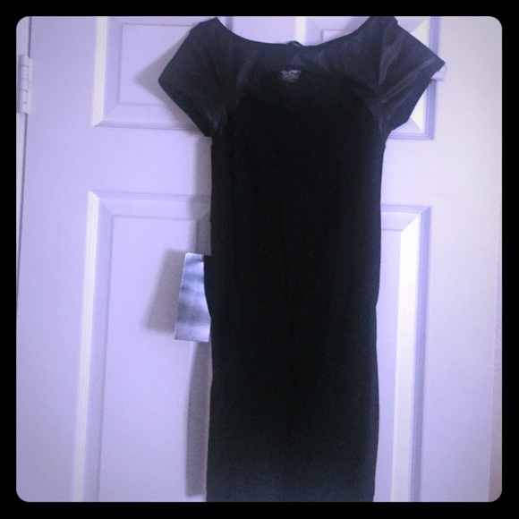 Black dress with the leather on the top