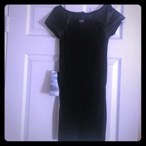 Black dress with the leather on the top