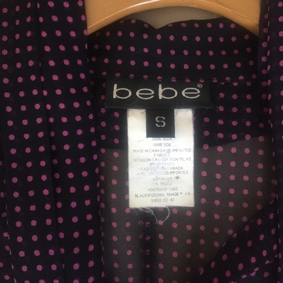 Bebe Button-up Sleeveless Silk Blouse w/ neck tie - Picture 2 of 4