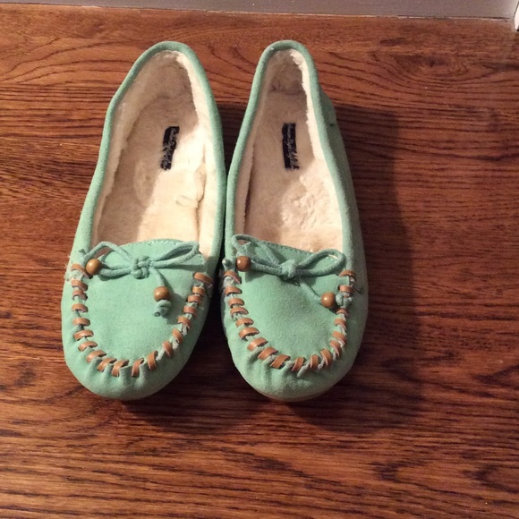 Blue moccasin slippers