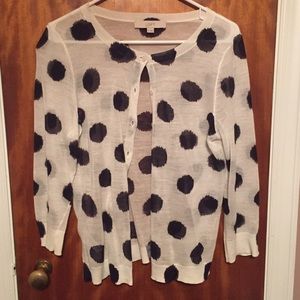 Loft white and blue spring cardigan