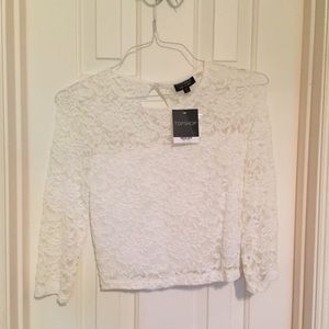 Topshop ivory lace crop top
