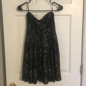 Black and Silver Strapless Dress