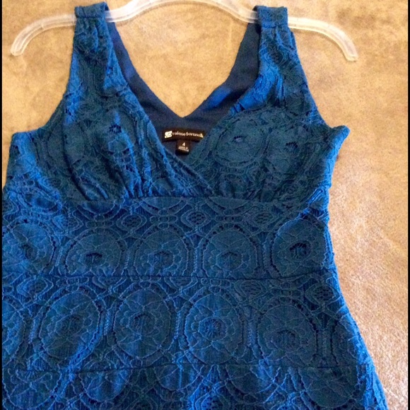 Blue lace tea length dress