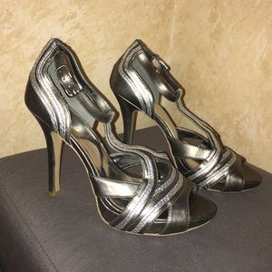 Metallic Silver Strap Shoes