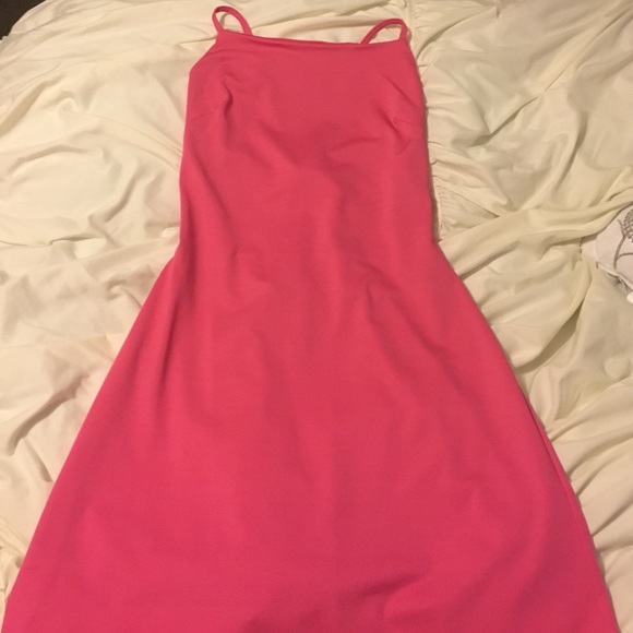pink spaghetti strap dress