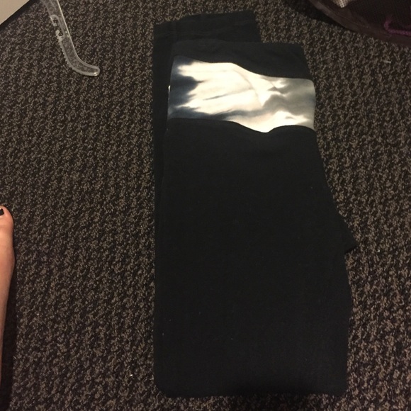 Tie dye embellished black leggings