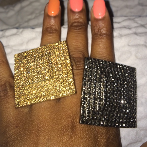 Beautiful Stretch Square Rhinestone Ring - image 1