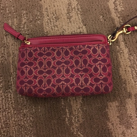 coach wristlet pink and magenta