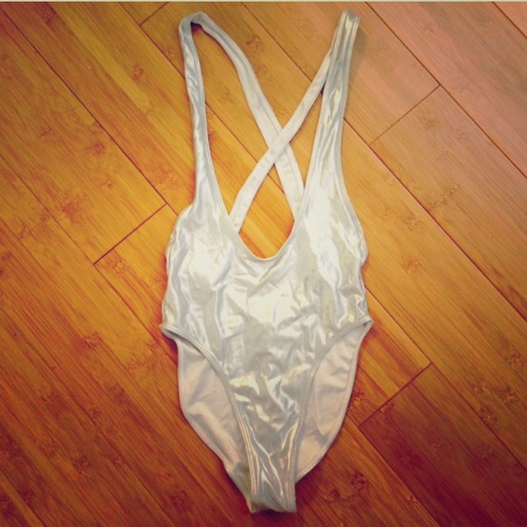 American Apparel silver cheeky leotard