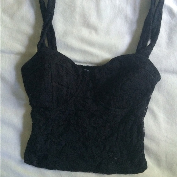 Navy Lace Crop Tank