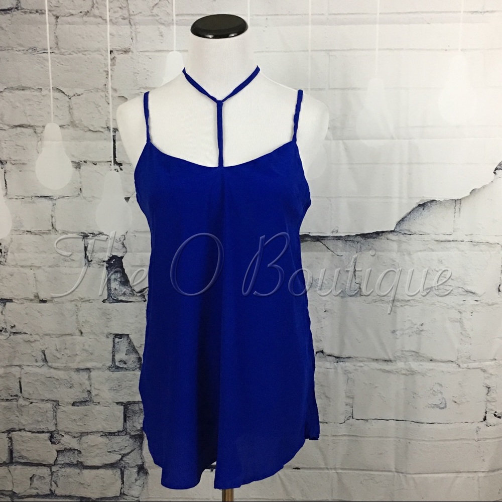🎉CLEARANCE🎉 Royal Blue Strappy Cage Choker Tank - Picture 2 of 3