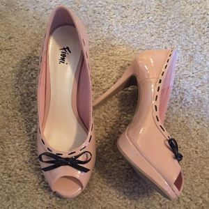 Faux Patton Leather Peep Toe