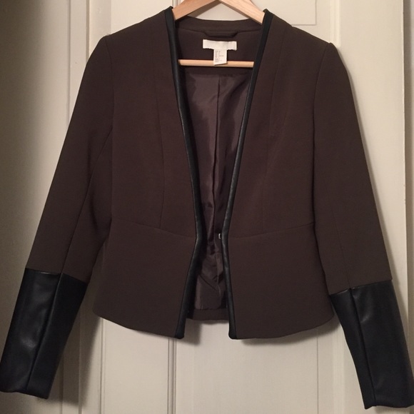 Olive Black-Leather Trimmed H&M Jacket