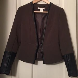 Olive Black-Leather Trimmed H&M Jacket