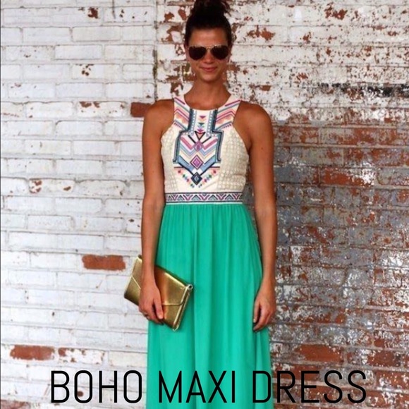Dresses & Skirts - 🆕BOHO MAXI DRESS AZTEC/TEAL