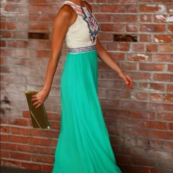 🆕BOHO MAXI DRESS AZTEC/TEAL - Picture 2 of 4