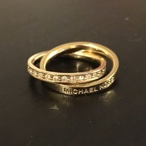 Michael Kors Gold-Tone Pavé Stone X Ring