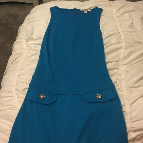 retro ocean blue shift dress
