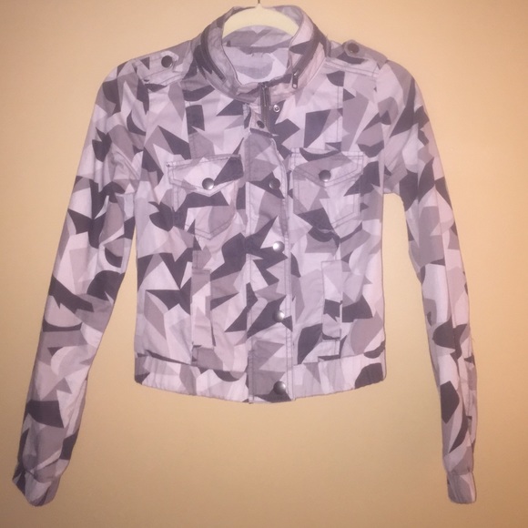 Rubbish jacket. Purple/gray in color