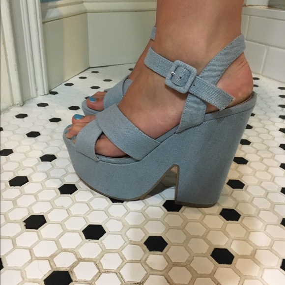 Blue heel shoes