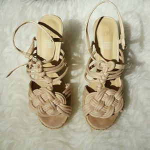 H&M Beige faux suede wedges!!