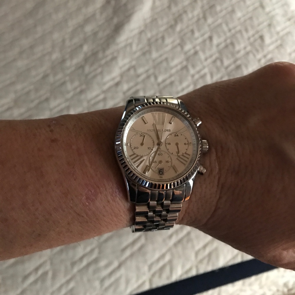 Michael Kors Lexington Silver Chronograph Watch - Picture 3 of 4