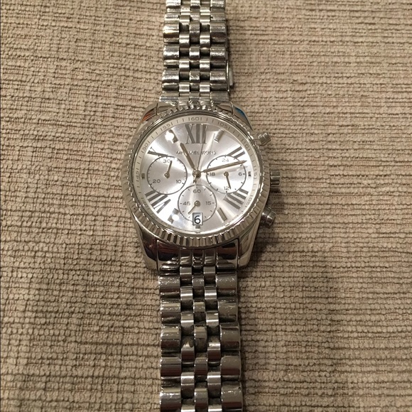 Michael Kors Lexington Silver Chronograph Watch - Picture 2 of 4
