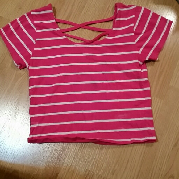 Pink and white crop top