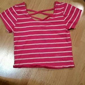 Pink and white crop top