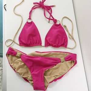 Vix pink and gold reversible bikini